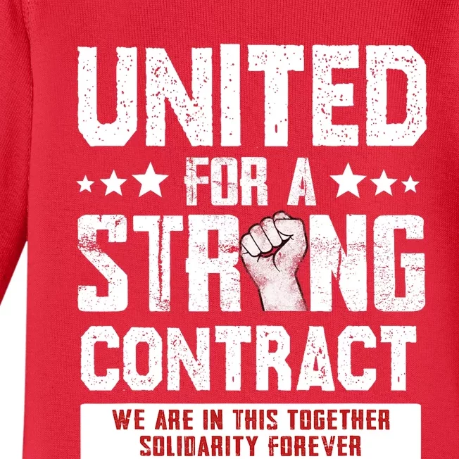 United For A Strong Contract UAW Union Strike UAW Strong Baby Long Sleeve Bodysuit