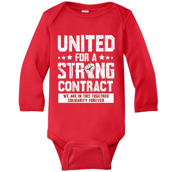 United For A Strong Contract UAW Union Strike UAW Strong Baby Long Sleeve Bodysuit