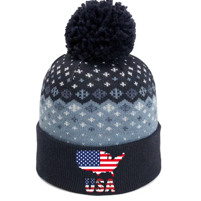 Usa Flag American United States Of America 4th Of July The Baniff Cuffed Pom Beanie