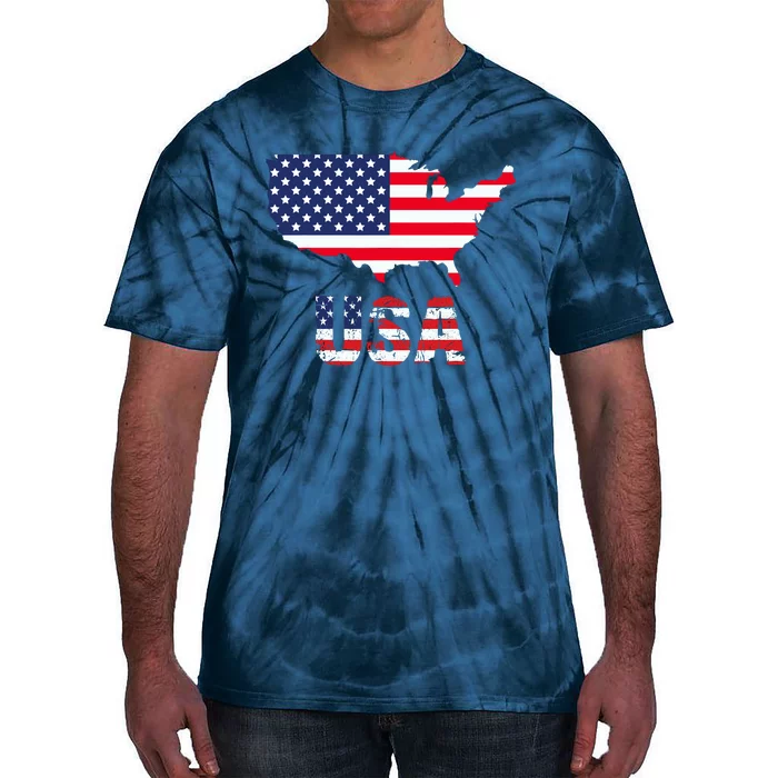 Usa Flag American United States Of America 4th Of July Tie-Dye T-Shirt