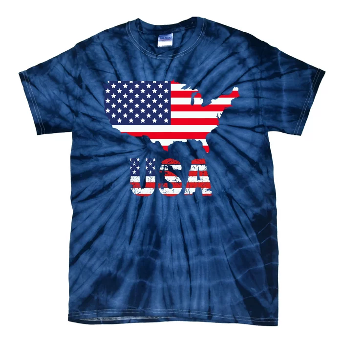 Usa Flag American United States Of America 4th Of July Tie-Dye T-Shirt