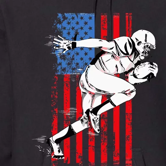 Us Flag American Football Player Premium Hoodie