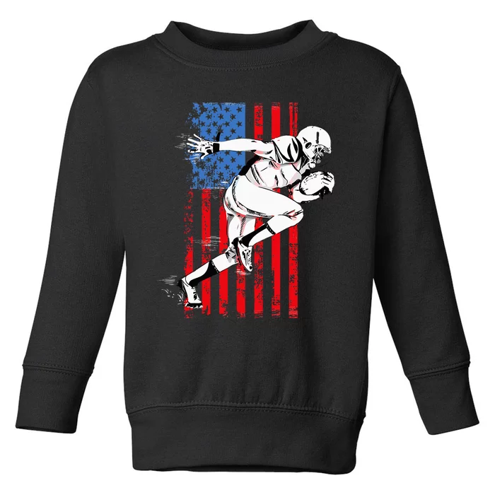 Us Flag American Football Player Toddler Sweatshirt