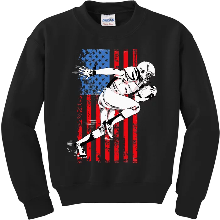 Us Flag American Football Player Kids Sweatshirt