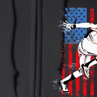 Us Flag American Football Player Full Zip Hoodie