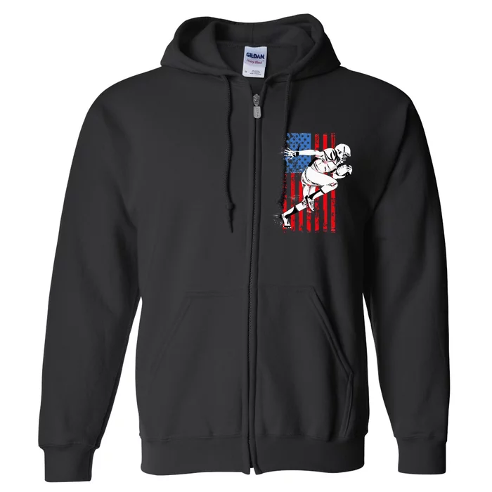 Us Flag American Football Player Full Zip Hoodie