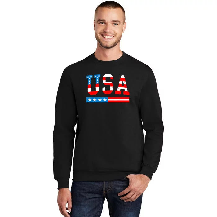 USA Flag American Funny 4th Of July Merica Tall Sweatshirt