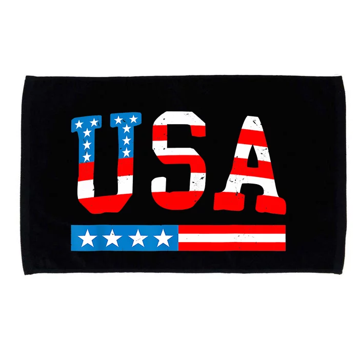 USA Flag American Funny 4th Of July Merica Microfiber Hand Towel