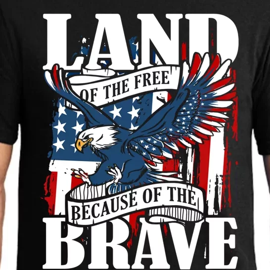 Us Flag America Eagle Land Of The Free Because Of The Brave Meaningful Gift Pajama Set