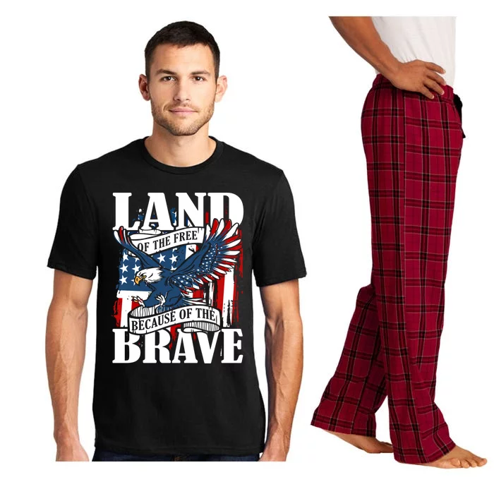 Us Flag America Eagle Land Of The Free Because Of The Brave Meaningful Gift Pajama Set