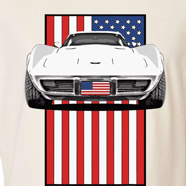 Usa Flag And Muscle Car American Garment-Dyed Women's Muscle Tee