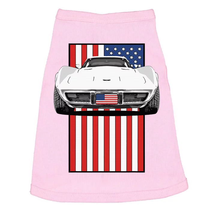 Usa Flag And Muscle Car American Doggie Tank