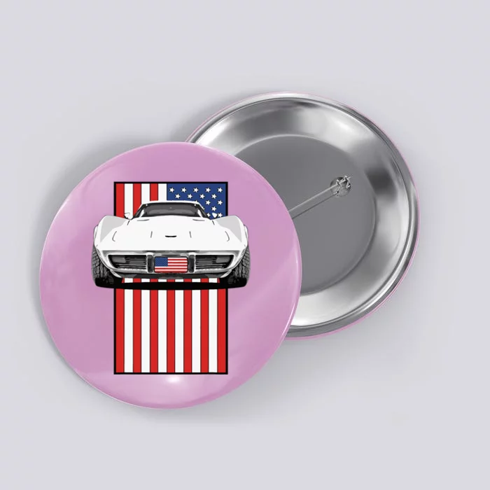 Usa Flag And Muscle Car American Button