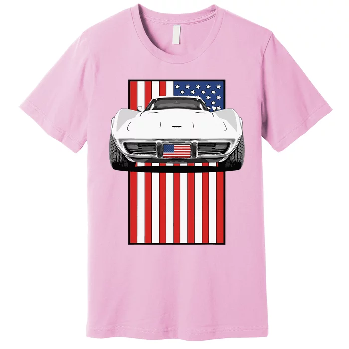 Usa Flag And Muscle Car American Premium T-Shirt