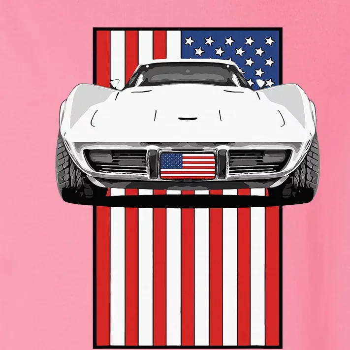 Usa Flag And Muscle Car American Toddler Long Sleeve Shirt