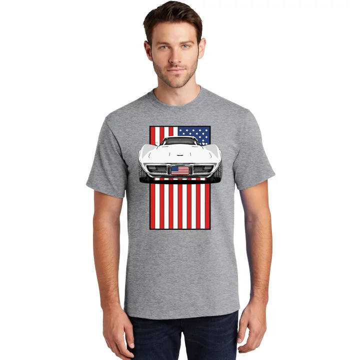 Usa Flag And Muscle Car American Tall T-Shirt