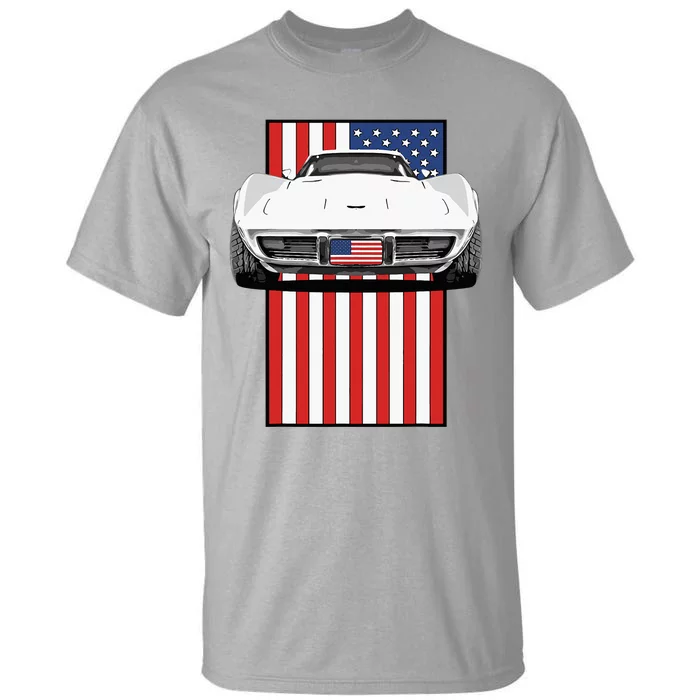 Usa Flag And Muscle Car American Tall T-Shirt