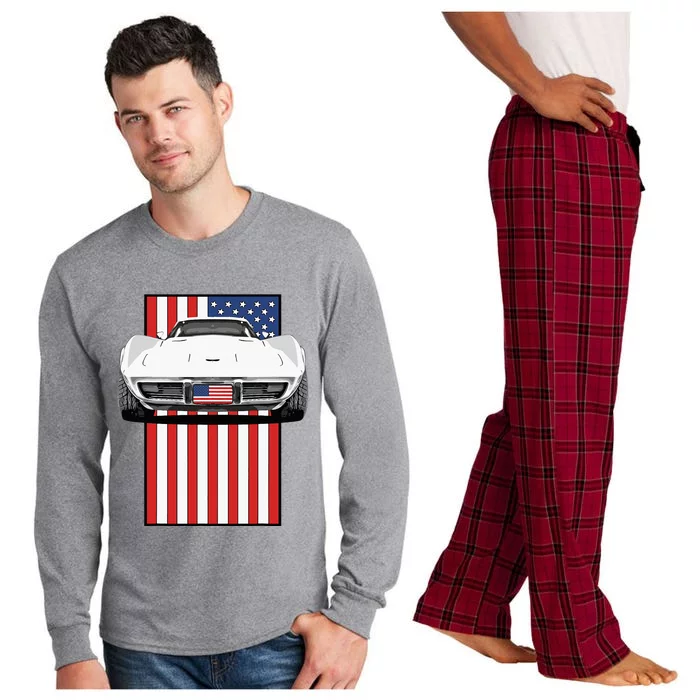 Usa Flag And Muscle Car American Long Sleeve Pajama Set