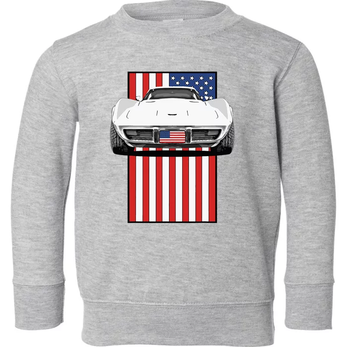 Usa Flag And Muscle Car American Toddler Sweatshirt