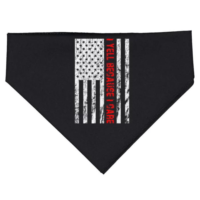 Usa Flag American Flag I Yell Because I Care USA-Made Doggie Bandana