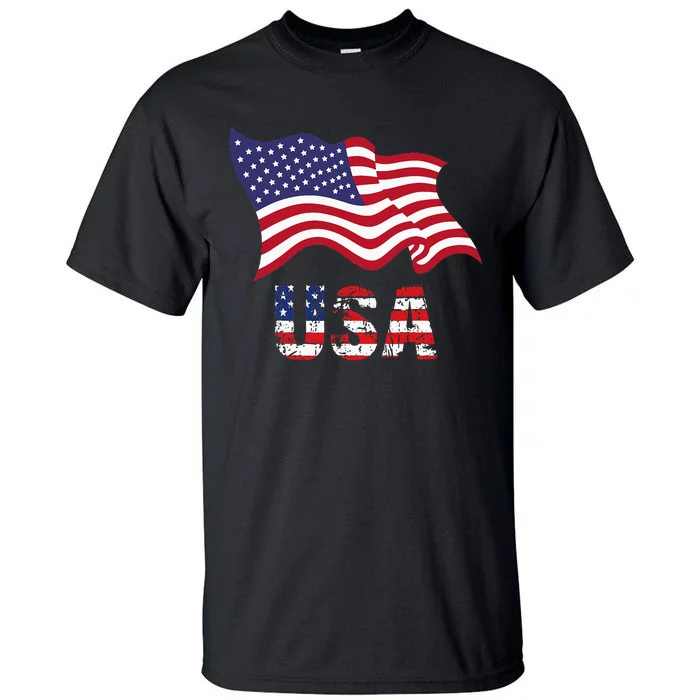 Usa Flag American United States Of America Tall T-Shirt