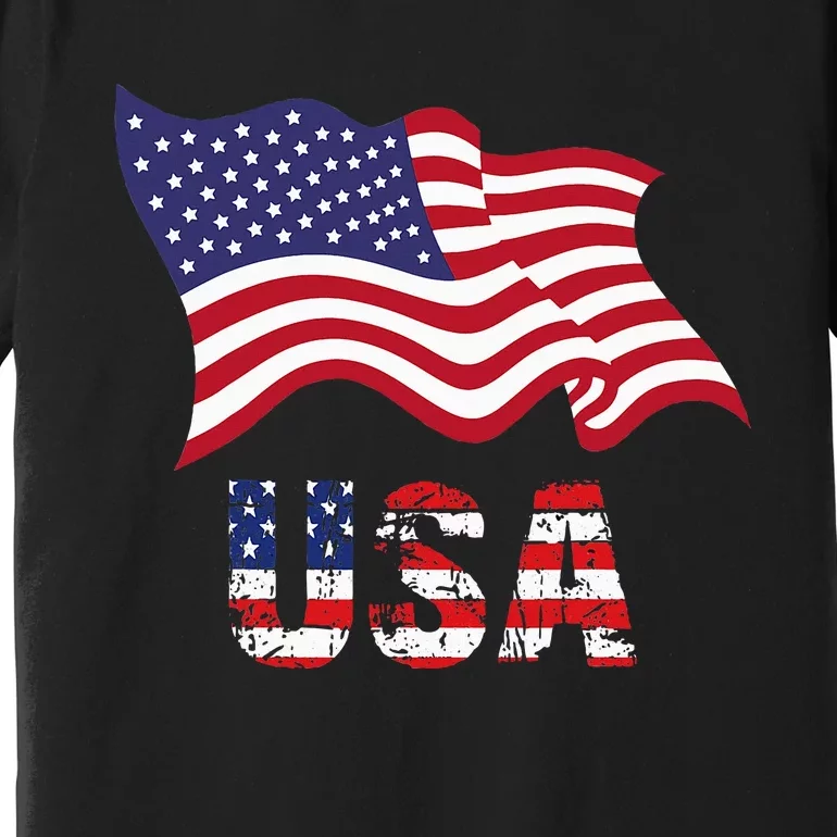 Usa Flag American United States Of America Premium T-Shirt