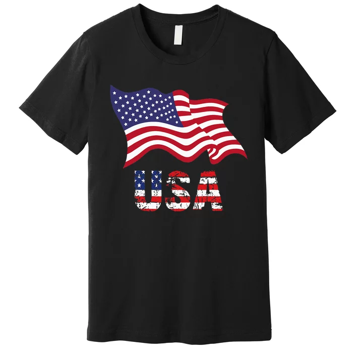 Usa Flag American United States Of America Premium T-Shirt