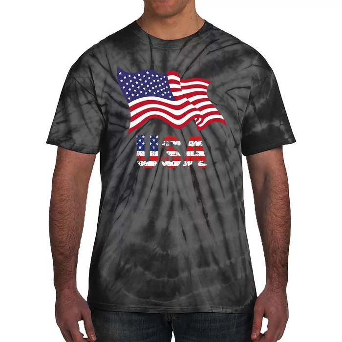 Usa Flag American United States Of America Tie-Dye T-Shirt