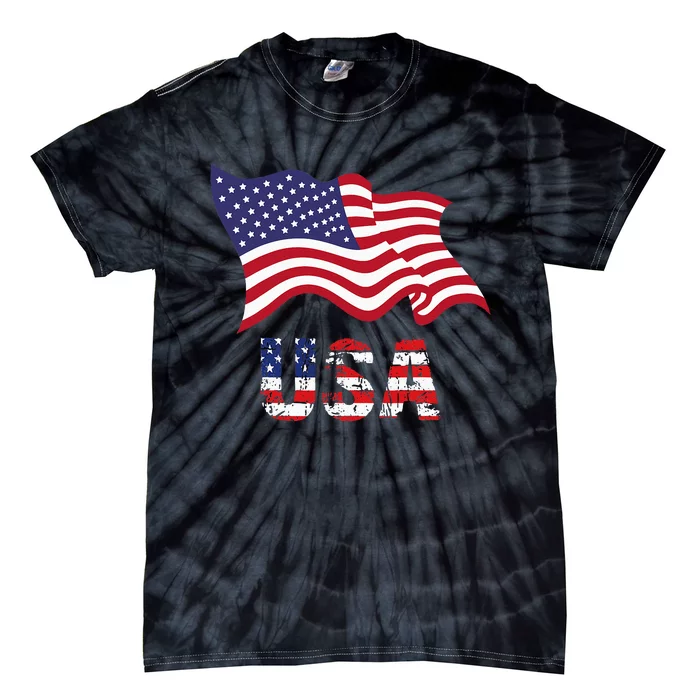 Usa Flag American United States Of America Tie-Dye T-Shirt