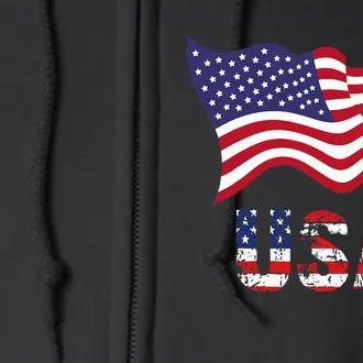 Usa Flag American United States Of America Full Zip Hoodie