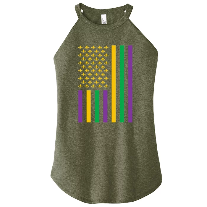 US Flag American Carnival Celebration Mardi Gras Women’s Perfect Tri Rocker Tank