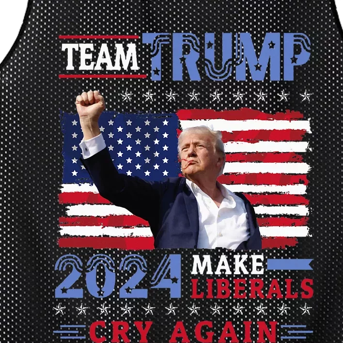 Us Flag American Team Trump 2024 Make Liberals Cry Again Mesh Reversible Basketball Jersey Tank