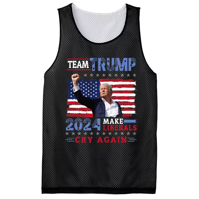 Us Flag American Team Trump 2024 Make Liberals Cry Again Mesh Reversible Basketball Jersey Tank