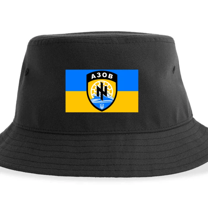 Ukraine Flag Azov Battalion A30B Shield Special Forces Sustainable Bucket Hat