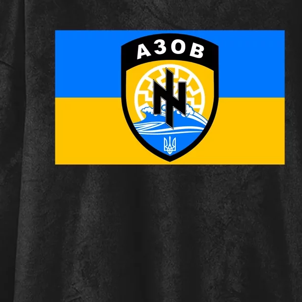 Ukraine Flag Azov Battalion A30B Shield Special Forces Hooded Wearable Blanket