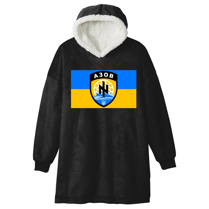 Ukraine Flag Azov Battalion A30B Shield Special Forces Hooded Wearable Blanket