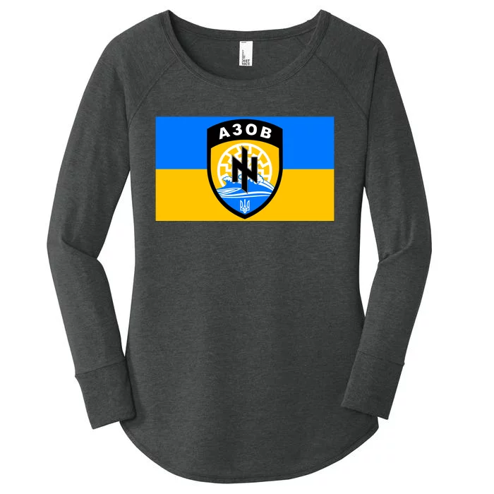 Ukraine Flag Azov Battalion A30B Shield Special Forces Women's Perfect Tri Tunic Long Sleeve Shirt