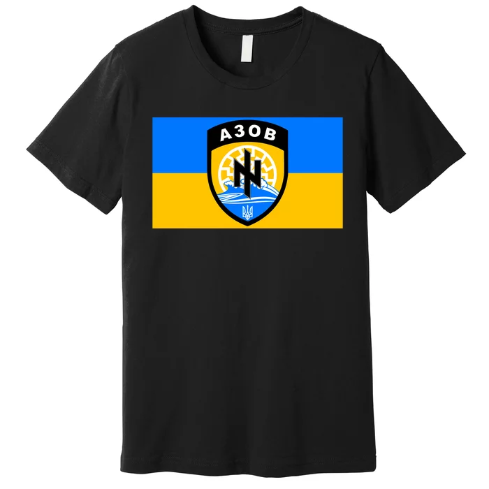 Ukraine Flag Azov Battalion A30B Shield Special Forces Premium T-Shirt ...