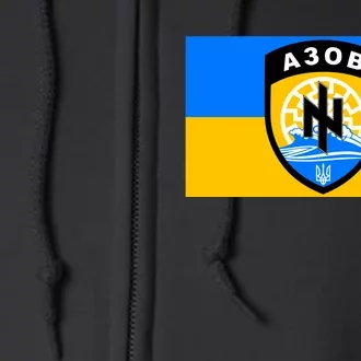 Ukraine Flag Azov Battalion A30B Shield Special Forces Full Zip Hoodie