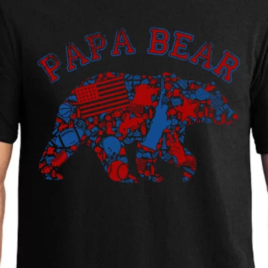 Usa Flag American Papa Bear Tank Gift Patriotic Funny Bro Funny Gift Pajama Set