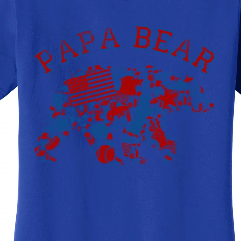 Usa Flag American Papa Bear Tank Gift Patriotic Funny Bro Funny Gift Women's T-Shirt