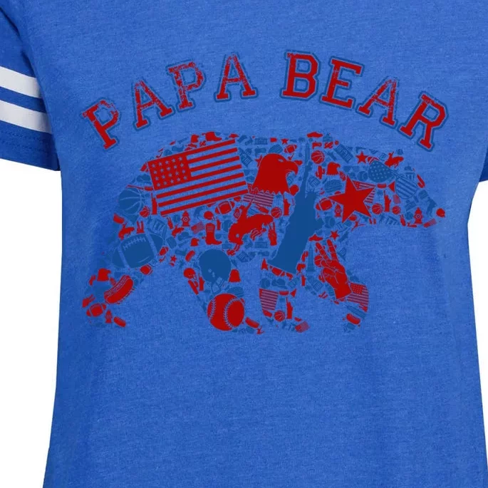 Usa Flag American Papa Bear Tank Gift Patriotic Funny Bro Funny Gift Enza Ladies Jersey Football T-Shirt