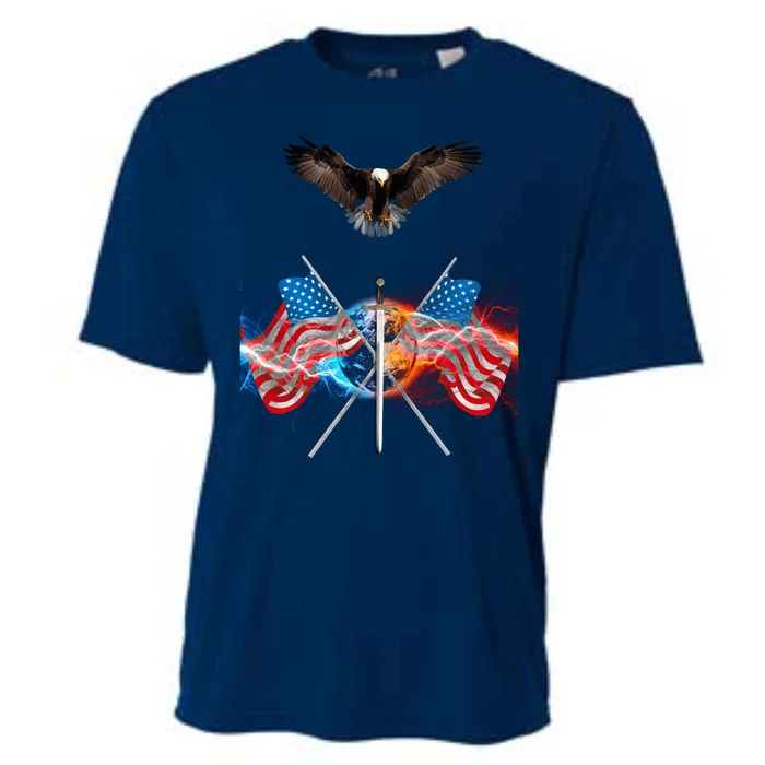 Usa Flag American Eagle Cooling Performance Crew T-Shirt