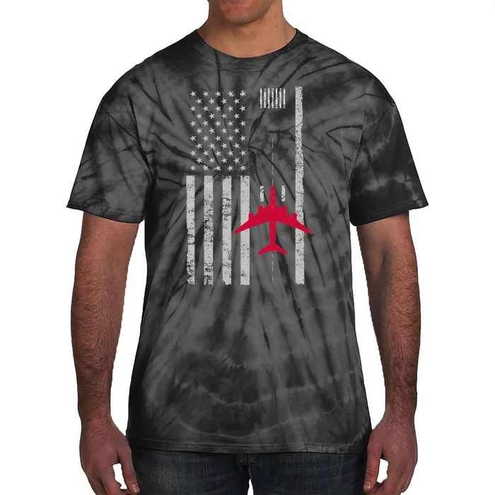 Us Flag Airport Runway! Airplane Pilot Tie-Dye T-Shirt