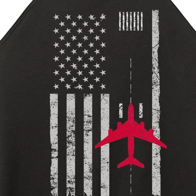 Us Flag Airport Runway! Airplane Pilot Women’s Perfect Tri Rocker Tank