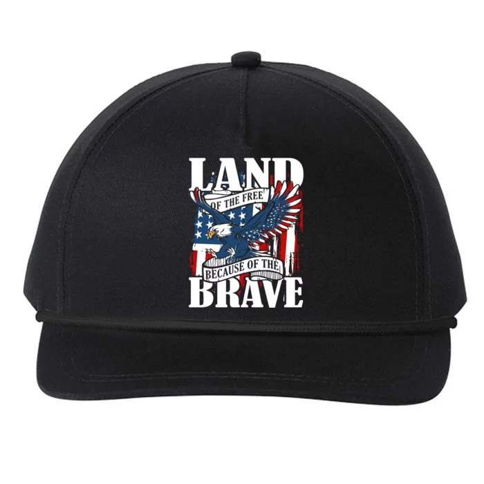 Us Flag America Eagle Land Of The Free Because Of The Brave Gift Snapback Five-Panel Rope Hat