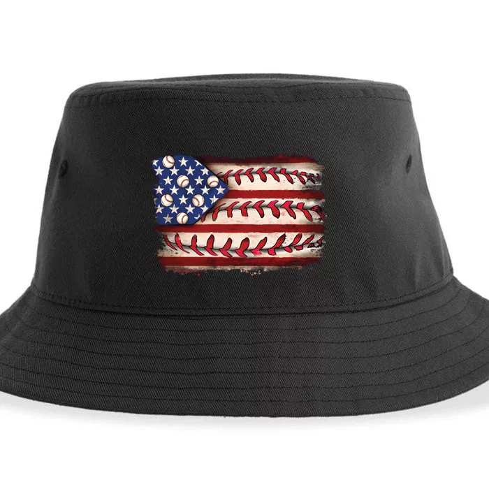 Usa Flag Baseball Patriotic American Sustainable Bucket Hat