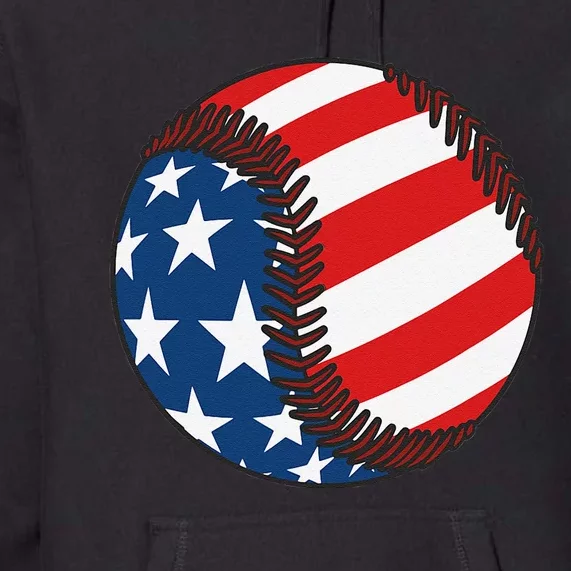 USA Flag Baseball Ball Sports Lover & Players Premium Hoodie