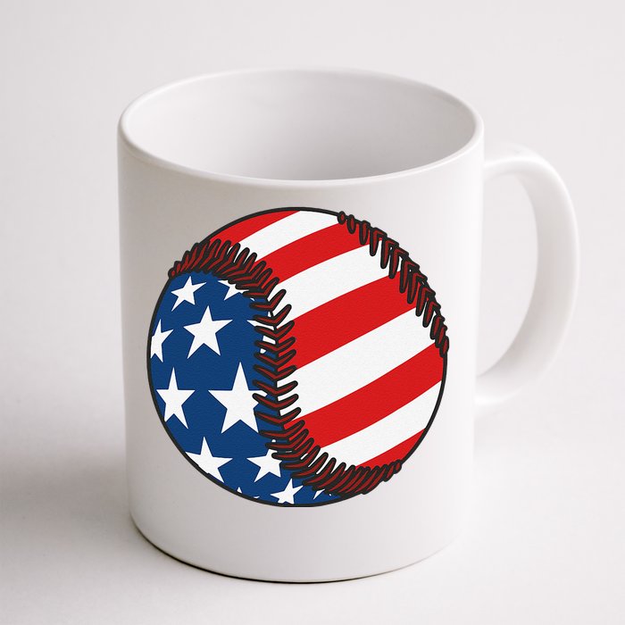 USA Flag Baseball Ball Sports Lover & Players Front & Back Coffee Mug