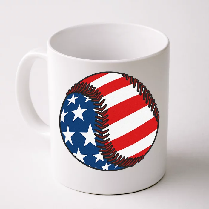 USA Flag Baseball Ball Sports Lover & Players Front & Back Coffee Mug